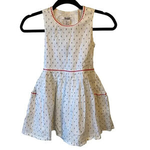 New Lilly Wicket girls dress sleeveless open back size 6 White Polka Dot Pocket